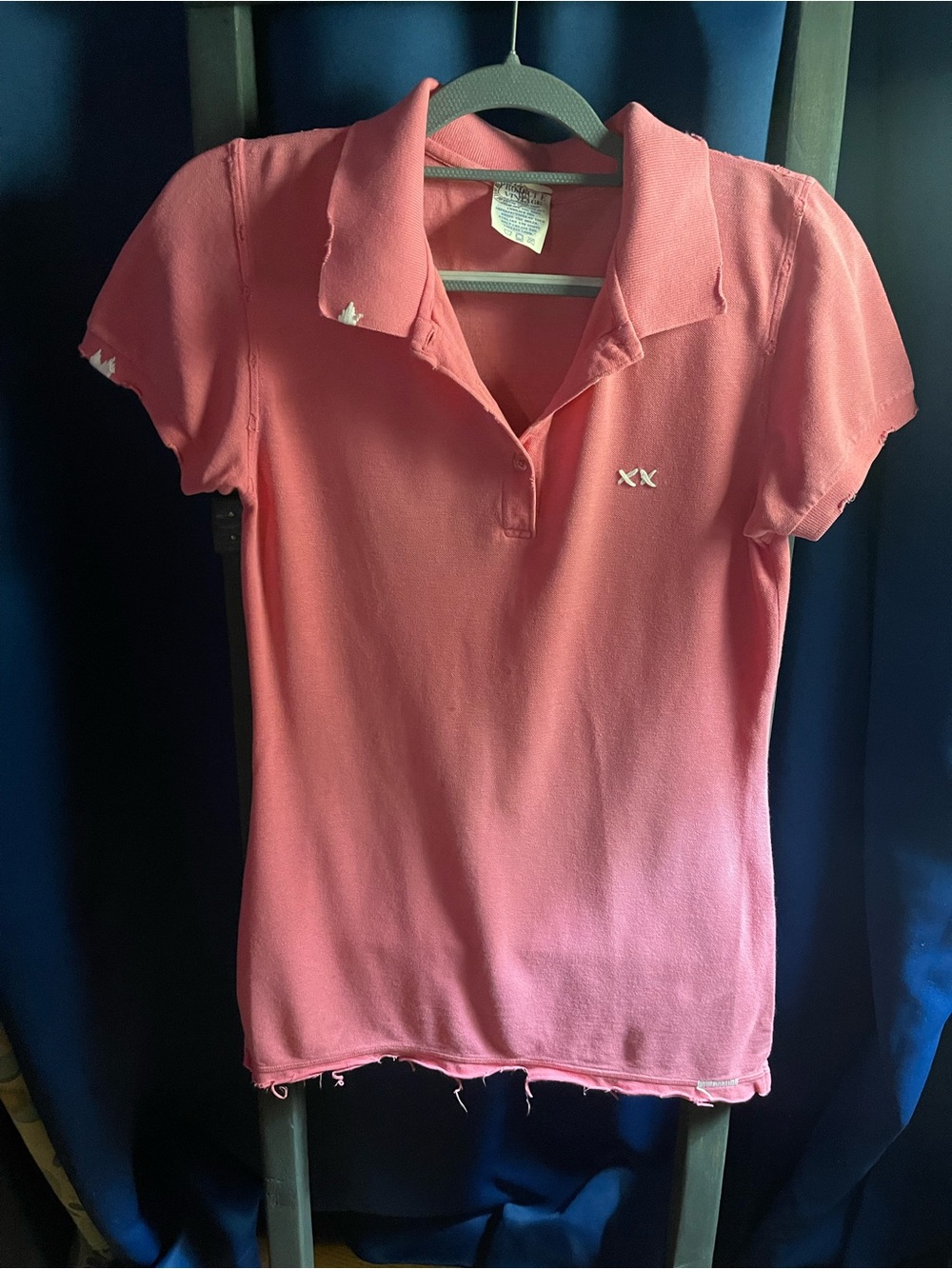 Anthropologie Coral Pink Short-Sleeve Button-Down Polo